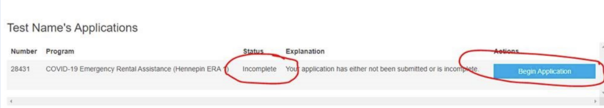 An application showing "Incomplete" status.