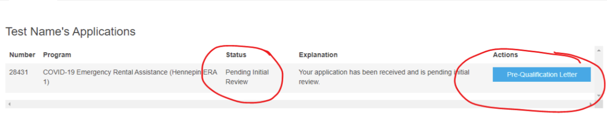An application status showing "Pending" status.
